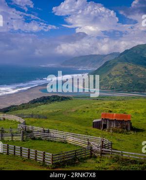 Ranch, Mattole River, King Range National Conservation Area, Lost Coast, Humboldt County, Kalifornien Stockfoto