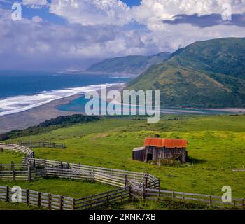 Ranch, Mattole River, King Range National Conservation Area, Lost Coast, Humboldt County, Kalifornien Stockfoto