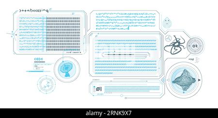 SCI-fi-Schnittstelle des Datendekodierungsprogramms. Stock Vektor