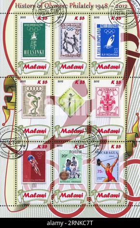 MALAWI - CA. 2012: Stempel gedruckt von Malawi, zeigt Athlet, ca. 2012 Stockfoto