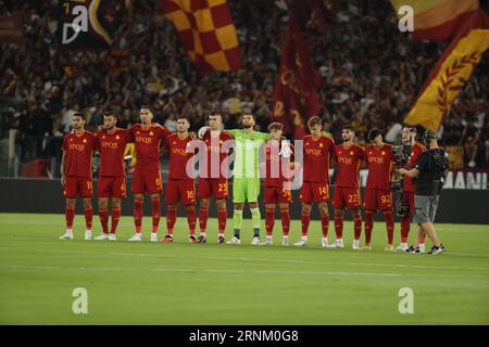 Rom, Italien. September 2023. Roma PlayersË&#x9c; während des Spiels AS Roma vs AC Mailand, italienische Fußballserie A in Rom, Italien, 01. September 2023 Credit: Independent Photo Agency/Alamy Live News Stockfoto