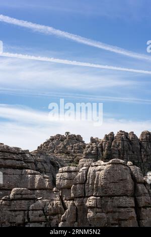 Kalksteinformationen im Naturschutzgebiet El Torcal de Antequera in Spanien Stockfoto