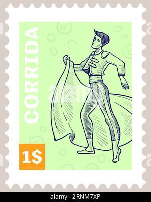 Corrida spanische Kulturpostkarte oder Postkarte Stock Vektor