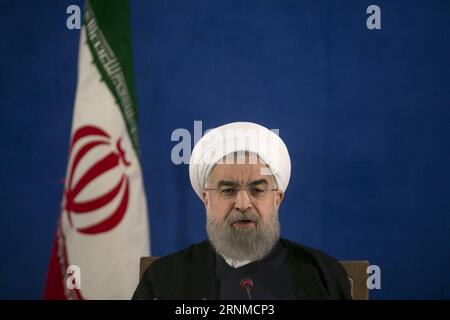 (170522) -- TEHERAN, 22. Mai 2017 -- Irans wiedergewählter Präsident Hassan Rouhani spricht am 22. Mai 2017 auf einer Pressekonferenz in Teheran, der Hauptstadt des Iran. Der wiedergewählte iranische Präsident Hassan Rouhani sagte am Montag, dass die Vereinigten Staaten ihre feindliche Politik gegenüber der Islamischen republik einstellen sollten. IRAN-TEHERAN-ROUHANI-US-FEINDLICHE POLITIK-DROPPING AhmadxHalabisaz PUBLICATIONxNOTxINxCHN TEHERAN 22. Mai 2017 der rechtsgewählte iranische Präsident Hassan Rouhani spricht auf einer Pressekonferenz in der iranischen Hauptstadt TEHERAN AM 22. Mai 2017 sagte der rechtsgewählte iranische Präsident Hassan Rouhani Montag Thatcher USA Stockfoto