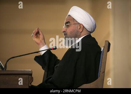 (170522) -- TEHERAN, 22. Mai 2017 -- Irans wiedergewählter Präsident Hassan Rouhani spricht am 22. Mai 2017 auf einer Pressekonferenz in Teheran, der Hauptstadt des Iran. Der wiedergewählte iranische Präsident Hassan Rouhani sagte am Montag, dass die Vereinigten Staaten ihre feindliche Politik gegenüber der Islamischen republik einstellen sollten. IRAN-TEHERAN-ROUHANI-US-FEINDLICHE POLITIK-DROPPING AhmadxHalabisaz PUBLICATIONxNOTxINxCHN TEHERAN 22. Mai 2017 der rechtsgewählte iranische Präsident Hassan Rouhani spricht auf einer Pressekonferenz in der iranischen Hauptstadt TEHERAN AM 22. Mai 2017 sagte der rechtsgewählte iranische Präsident Hassan Rouhani Montag Thatcher USA Stockfoto