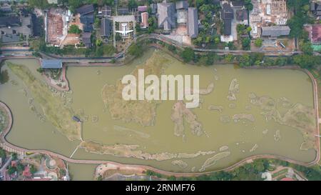 Luftaufnahme der Miniatur Indonesiens Karte, Taman Mini Indonesia Indah, Asien. Jakarta, Indonesien, 2. September 2023 Stockfoto