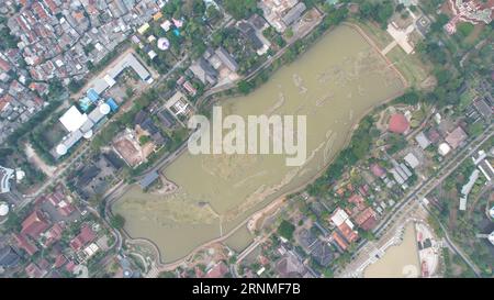 Luftaufnahme der Miniatur Indonesiens Karte, Taman Mini Indonesia Indah, Asien. Jakarta, Indonesien, 2. September 2023 Stockfoto