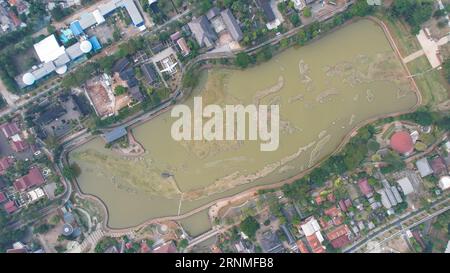 Luftaufnahme der Miniatur Indonesiens Karte, Taman Mini Indonesia Indah, Asien. Jakarta, Indonesien, 2. September 2023 Stockfoto