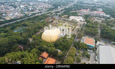 Luftaufnahme des Taman Mini Indonesia Indah, Asien. Jakarta, Indonesien, 2. September 2023 Stockfoto
