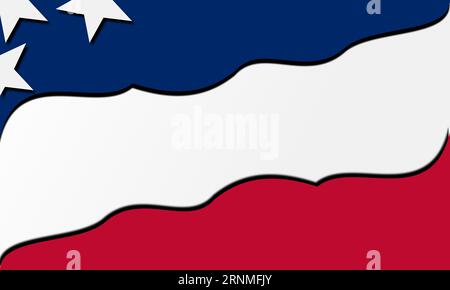 Abstrakter Hintergrund der Vorlage für nationale Feiertage in den usa. Geeignet für Gruß-, Banner-, Digital-, Web-Design-, Poster-, Einladung, Flyer. Welliger Silhoutte-Stil Stockfoto
