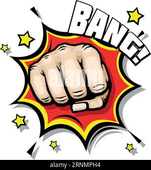 Bang Comic Cloud mit kraftvollem Faustschlag Stock Vektor