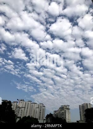 (170608) -- NANCHANG, 8. Juni 2017 -- Foto aufgenommen am 8. Juni 2017 zeigt den blauen Himmel und die weißen Wolken über dem neuen Bezirk Honggutan in der Stadt Nanchang, ostchinesische Provinz Jiangxi, 8. Juni 2017.) (Yxb) CHINA-NANCHANG-LANDSCHAFT(CN) SongxZhenping PUBLICATIONxNOTxINxCHN Nanchang 8. Juni 2017 Foto aufgenommen AM 8. Juni 2017 zeigt den blauen Himmel und die weißen Wolken über dem neuen Bezirk Honggutan in Nanchang City Ostchina Provinz Jiangxi 8. Juni 2017 yxb China Nanchang Landschaft CN NOxZhenping xPUBLTIOxCHINN Stockfoto