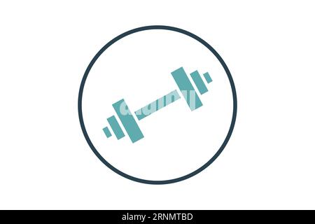 Hantelsymbol. Symbol für Fitness, Sportgeräte. Design im Duo-Tone-Stil. Einfache Vektorkonstruktion bearbeitbar Stockfoto
