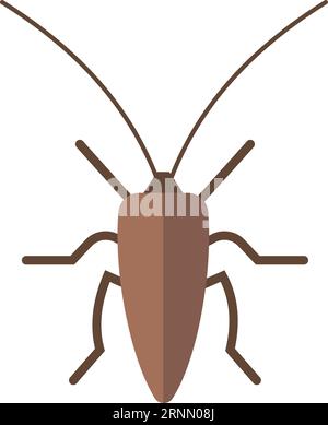 Flaches Schaben-Symbol. Schädlingssymbol. Farbe des Insekts Stock Vektor