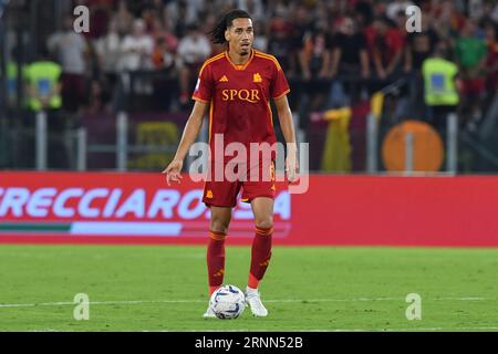 Rom, Latium. September 2023. Chris Smalling von AS Roma beim Spiel der Serie A zwischen Roma und Mailand im Olympiastadion, Italien, 01. September 2023. AllShotLive/SIPA USA Credit: SIPA USA/Alamy Live News Stockfoto