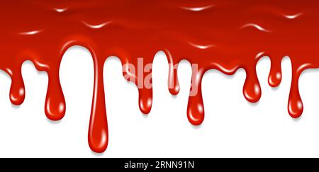 Tropfendes Blut, horizontaler Rand. Realistische rote Farbe Stock Vektor