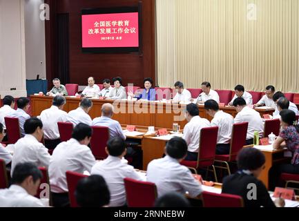 (170710) -- PEKING, 10. Juli 2017 -- der chinesische Vize-Premier Liu Yandong (5. Links hinten) spricht auf einer nationalen Konferenz zur Reform der medizinischen Ausbildung in Peking, der Hauptstadt Chinas, am 10. Juli 2017. ) (Zkr) CHINA-BEIJING-LIU YANDONG-MEETING(CN) YanxYan PUBLICATIONxNOTxINxCHN Peking 10. Juli 2017 Chinesischer Vize-Premier Liu YANDONG 5. L. Rear spricht AUF einer Nationalen Konferenz ZUR Reform der medizinischen Ausbildung in Peking Hauptstadt Chinas 10. Juli 2017 CCR China Beijing Liu Yandong Meeting CN YanxYan PUBLICATIOxCHN TxCHN Stockfoto