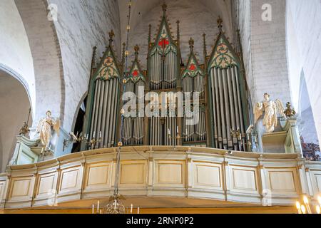 Pfeifenorgan in St.. Marienkathedrale Innen - Tallinn, Estland Stockfoto