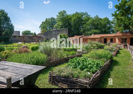 Mittelalterlicher Küchengarten im Schloss Cesis mittelalterlicher Aktivitätsbereich - Cesis, Lettland Stockfoto