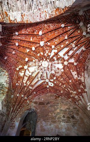 Decke des Wohnzimmers des Ordensmeisters im Westturm der Burg Cesis - Cesis, Lettland Stockfoto