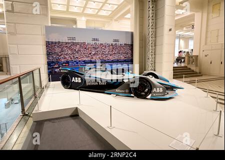 Wien, Österreich. Technisches Museum Wien. Formel E zeigt das Auto an Stockfoto