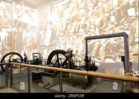 Wien, Österreich. Die Dampfmaschinengalerie im Technischen Museum Wien Stockfoto