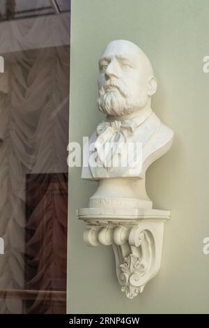 Jazeps Vitols Skulptur in der Lettischen Komponistengalerie im Haus der Schwarzen Köpfe - Riga, Lettland Stockfoto