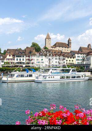 Schloss Rapperswil und Hafen, Rapperswil-Jona, Kanton St. Gallen, Schweiz Stockfoto