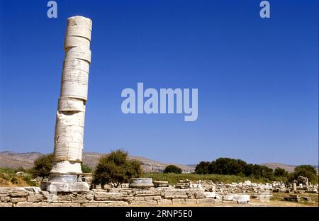 Tempel der Göttin Hera, Hereion Sanctuary auf der Insel Samos, Griechenland. Dies ist ein UNESCO-Weltkulturerbe. Stockfoto