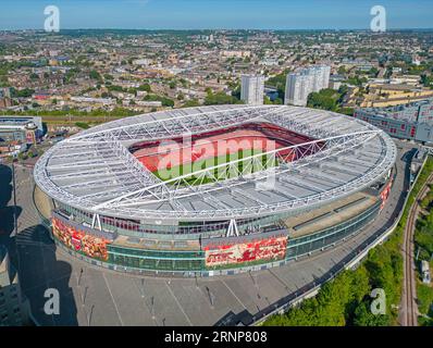 London. Vereinigtes Königreich. 08/16/2023 Luftbild des Emirates Stadions. Arsenal Football Club. August 2023 Stockfoto
