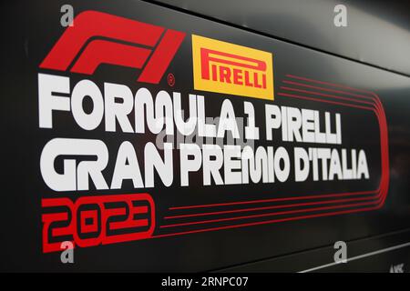 Event-Logo während des freien Trainings am Samstag, 2. September 2023 FORMEL 1 PIRELLI GRAN PREMIO D’ITALIA 2023 - 1. September bis 3. September Monza, MB, ITALIEN Stockfoto