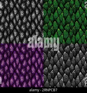 Set aus bunten abstrakten gepunkteten Mustern für Ihr Design. Sammlung nahtloser Wellenmuster. Stilvolle Hintergründe, die für Webdesign verwendet werden können Stock Vektor