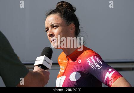 Plouay, Frankreich. September 2023. Audrey Cordon Ragot von Human Powered Health während der Classic Lorient Agglomération - Trophée Ceratizit, UCI Women's World Tour Radrennen am 2. September 2023 in Plouay, Frankreich. Foto: Laurent Lairys/ABACAPRESS.COM Abaca Press/Alamy Live News Stockfoto