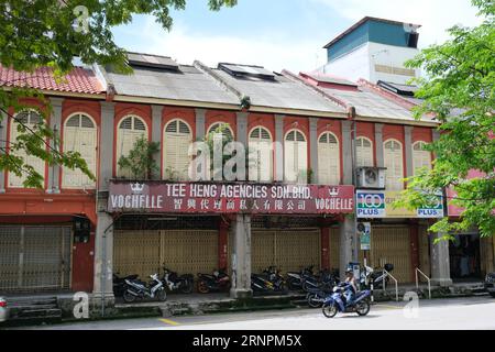 Traditionelle chinesische Geschäfte in der malaysischen Stadt Kota Bharu, Kelantan Sultanat Stockfoto