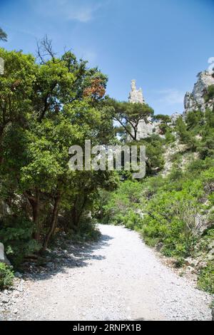 Landschaftlich Reizvoller Pfad Durch Üppiges Grün In Cassis, Frankreich. Stockfoto