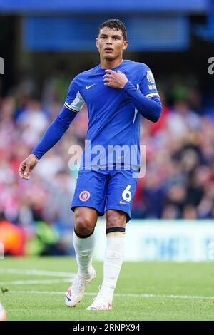 Chelsea Thiago Silva im Spiel der Premier League in Stamford Bridge, London. Bilddatum: Samstag, 2. September 2023. Stockfoto