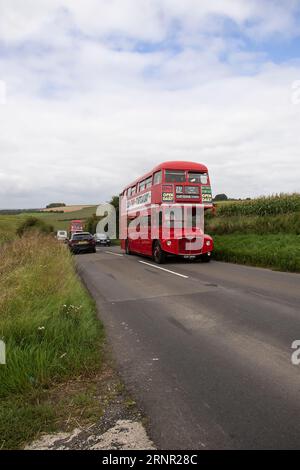 Imberbus 2023, klassischer Bus-Service am 19. August nach Imber Village und anderen Orten in der Salisbury Plain Wiltshire UK Stockfoto