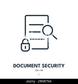 Symbol Dokumentsicherheit. Datei, Sicherheit, Schutz. Bearbeitbare Kontur. Symbol „Einfacher Vektor“ Stock Vektor