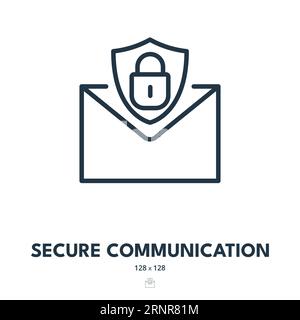 Symbol Für Sichere Kommunikation. Sicherheit, Datenschutz, Nachricht. Bearbeitbare Kontur. Symbol „Einfacher Vektor“ Stock Vektor