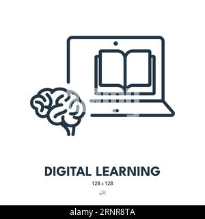 Symbol Für Digitales Lernen. Technologie, Wissen, Lesen. Bearbeitbare Kontur. Symbol „Einfacher Vektor“ Stock Vektor