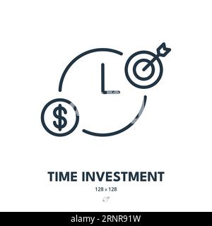 Symbol Zeitinvestition. Ertrag, Ertrag, Einlage. Bearbeitbare Kontur. Symbol „Einfacher Vektor“ Stock Vektor