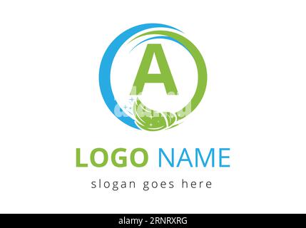 Design-Konzept des „Letter A Cleaning Service“-Logos mit „Clean Brush“-Symbol. Logo-Symbol der Reinigungsfirma Stock Vektor