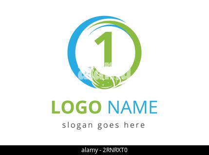 Letter 1 Cleaning Service Logo Design-Konzept Mit Clean Brush-Symbol. Logo-Symbol der Reinigungsfirma Stock Vektor