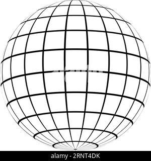 3D-Kugel, Meridian parallele Feldlinien, Drahtschablone Stock Vektor