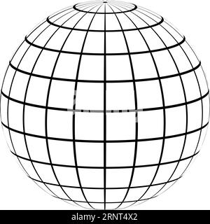 3D-Kugel Meridian parallele Feldlinien Drahtschablone Raster Stock Vektor