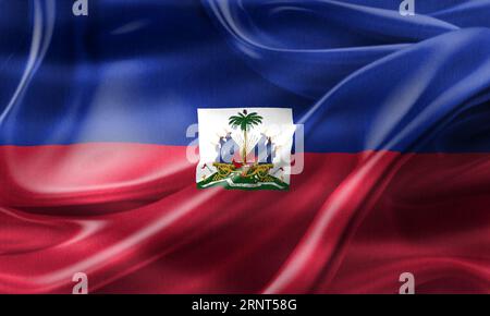 Haitianische Flagge - Realistische Wehende Stoffflagge Stockfoto