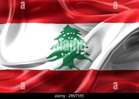 Libanon Flagge - Realistische Wehende Stoffflagge Stockfoto