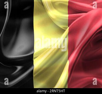Belgische Flagge - Realistische Wehende Stoffflagge Stockfoto
