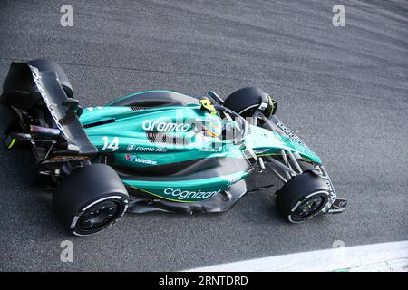 Fernando Alonso (SPA) Aston Martin F1 Team AMR23 während der Qualifikation am Samstag, 2. September 2023 FORMEL 1 PIRELLI GRAN PREMIO D’ITALIA 2023 - 1. September bis Stockfoto