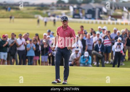 St. Andrews, Schottland. September 2023. David Ford vom Team USA während der ersten Runde der Einzelspiele beim Walker Cup 2023. Stockfoto